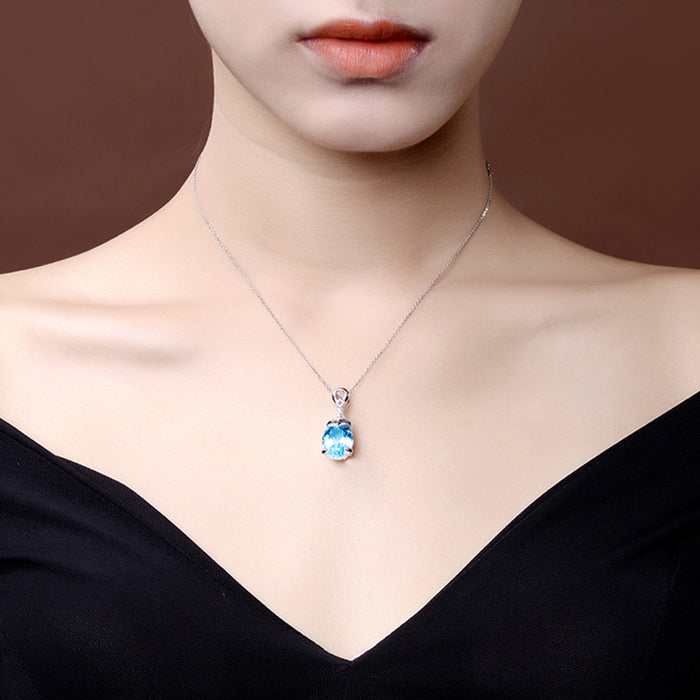 Wholesale Carat Natural Sea Blue Diamond Pendant Necklace Color Gem Hot Pendant