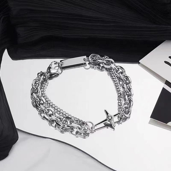Wholesale Titanium steel bracelet trendy retro niche design accessory