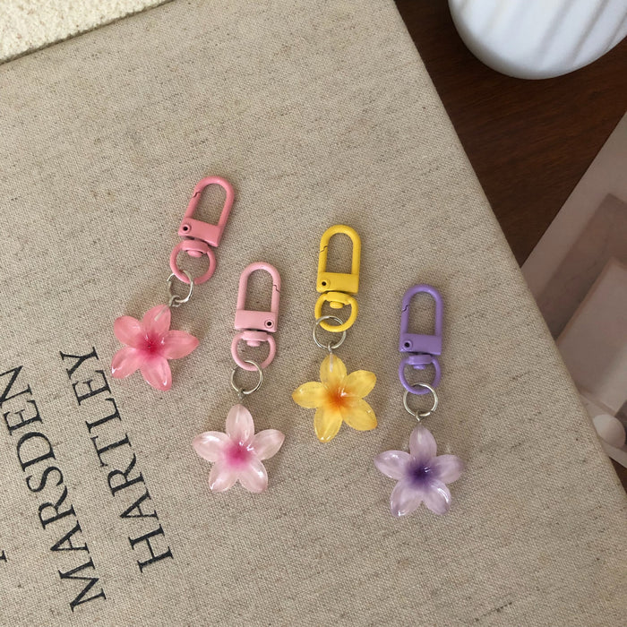 Wholesale Colorful transparent flower keychains