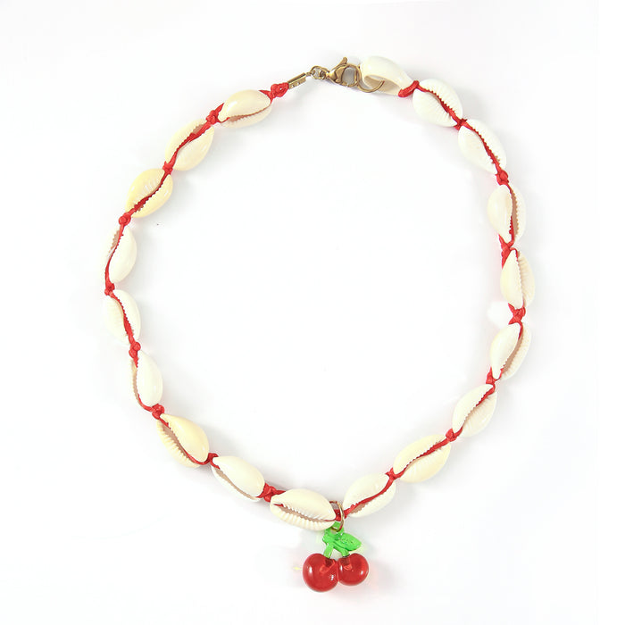 Wholesale Original design ocean style shell necklace paired with stainless steel chain, oil dripping pendant, collarbone chain