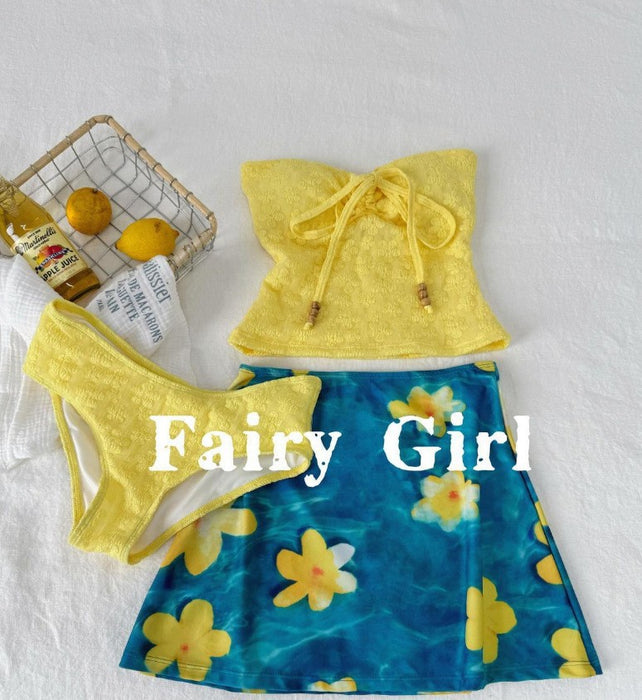 Wholesale Bikini Island Swimsuit with Hanging Neck Tank Top and Printed Two Piece Set