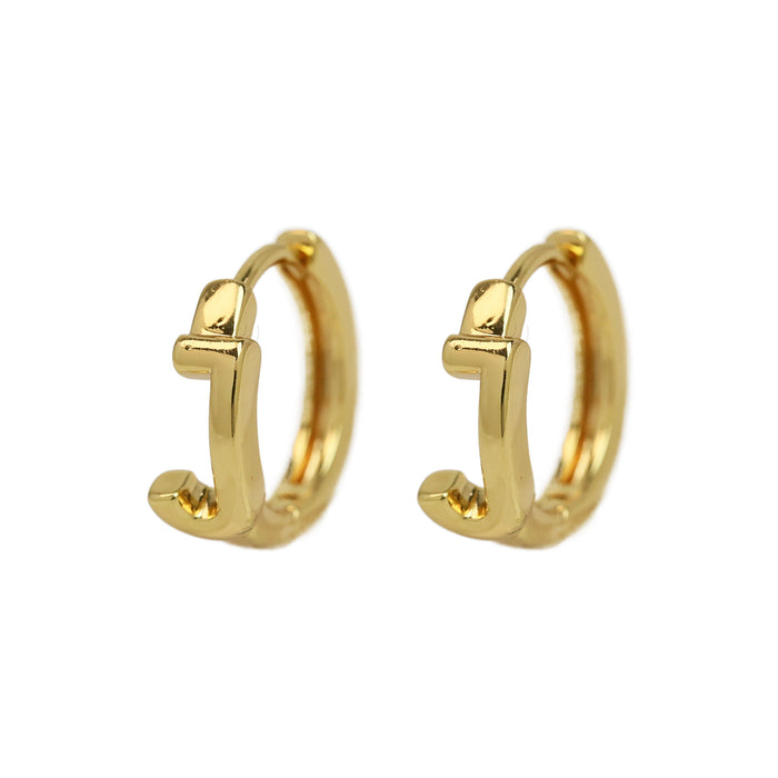 Wholesale  18k gold high-polished brass simple 26 English letters earrings