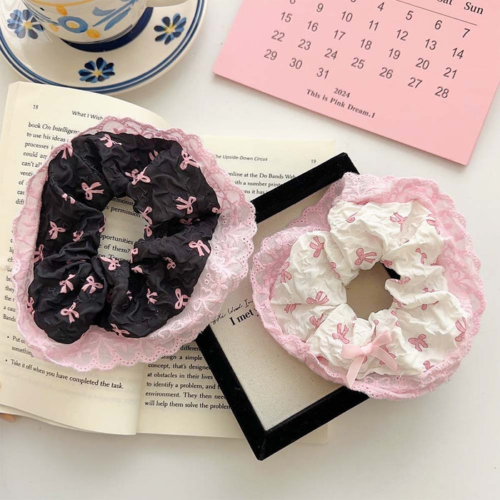 Wholesale Bow Pink Lace Fabric Hairband JDC-HS-Suim001