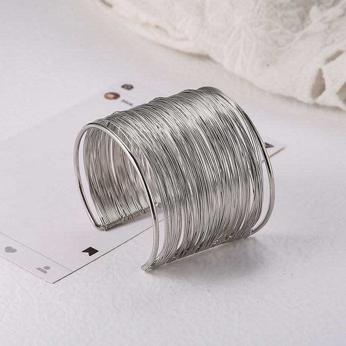 Wholesale Style Punk Party Bracelets Multi-Layer Cut Out Filigree C-Shaped Open Bracelets