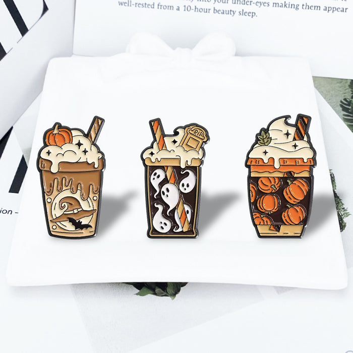Wholesale  Zinc Alloy Cartoon Brooch Pin Pumpkin Skull Baked Enamel Badge MOQ≥2