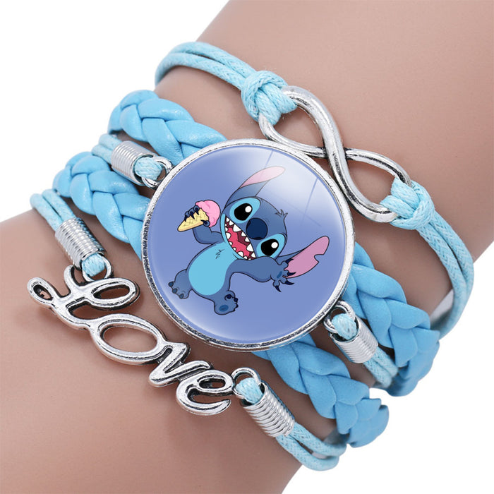 Wholesale Cartoon Braided Multi-layer Gemstone Cowhide Bracelet JDC-BT-NH021