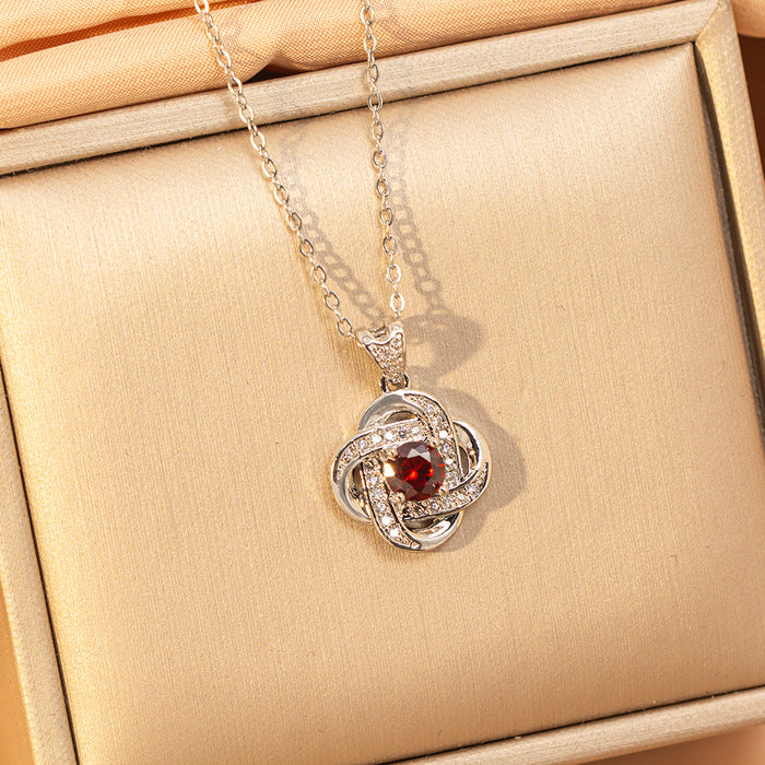 Wholesale Titanium steel necklace with red zircon