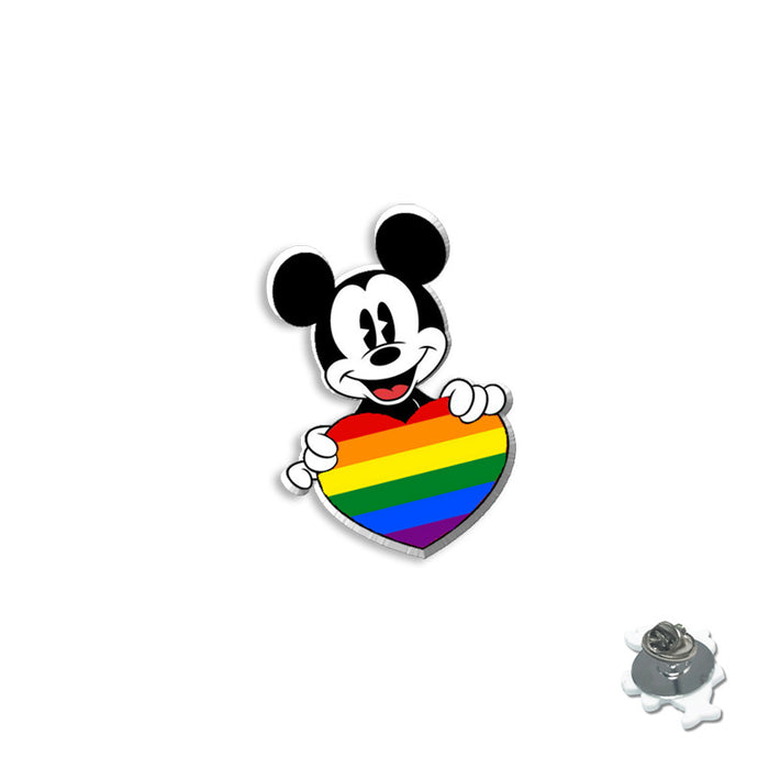 Wholesale Cute rainbow Mouse series brooch color collar pin resin collar pin bag accessories