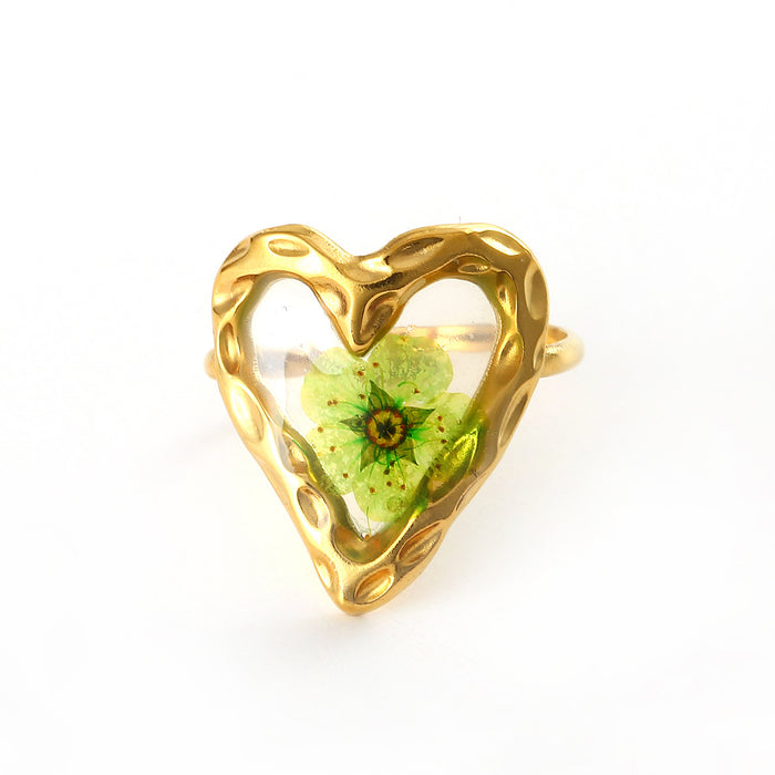 Wholesale Fashionable new dry flower series stainless steel ring high-end accessories niche design open ring bracelet