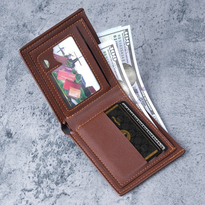 Wholesale Stylish Urban Simplicity Letter Pattern Men' s Bi-Fold Wallet PU Leather Fashion Accessory