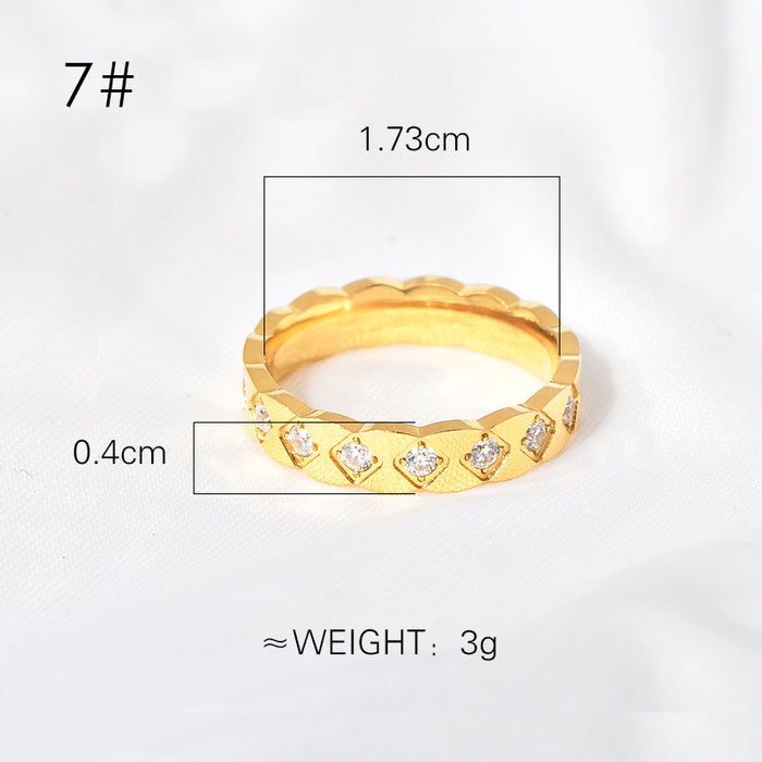 Wholesale Simple Niche Rhombus Micro-Set Diamond Multi-Color Ring