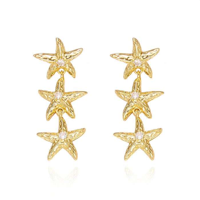 Wholesale Trendy Starfish Seashell Earrings Summer Beach Jewelry Accessory Gift