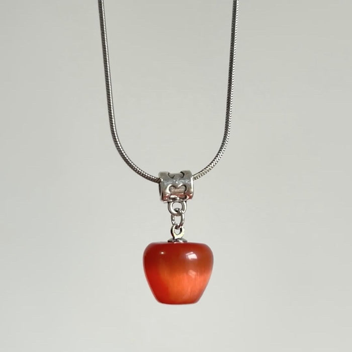 Wholesale Girly Heart Red Apple Design Necklace
