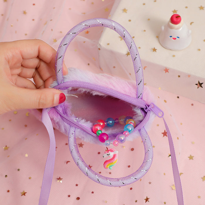 Wholesale Children' s Cartoon Unicorn Shoulder Bag Cute Girl' s Storage Crossbody Bag Daily Wear Plush Handbag Bag for Women