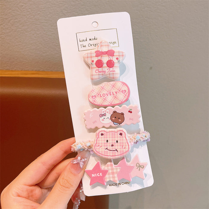 Wholesale Side Hairpin Duckbill Clip Korean Sweet Hairpin Bow Plaid Face Bangs Clip Head Accessories