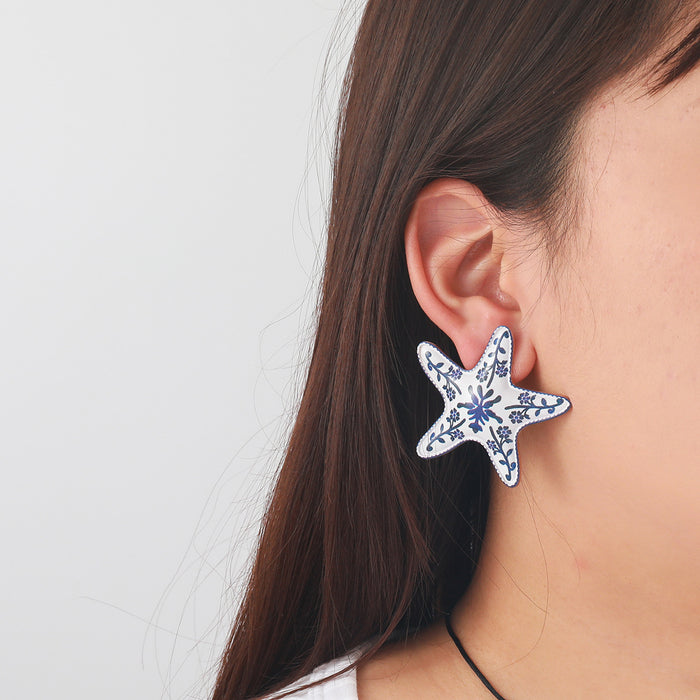 Wholesale Starfish Women's  Flower Print Earrings All-match Elegant Marine Women's Earrings