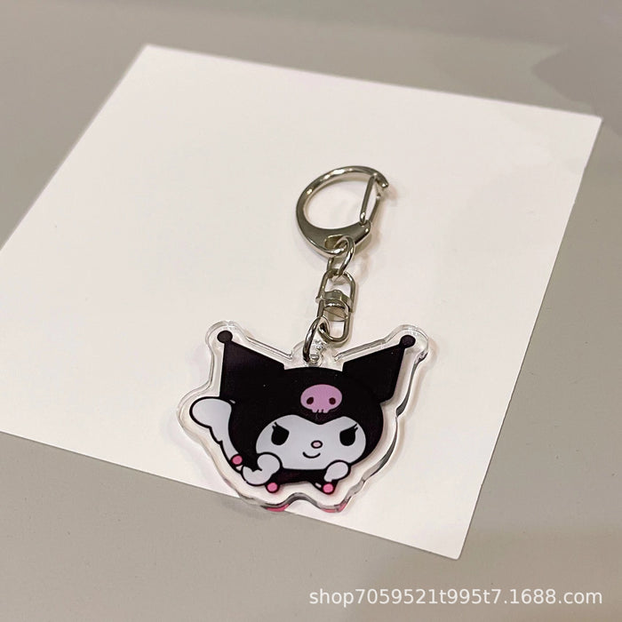 Wholesale Double-sided Keychain Cute Cartoon Book Bag Pendant Transparent Pendant Acrylic Keychain for Men and Women