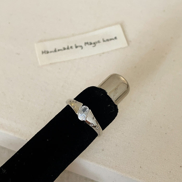 Wholesale Matte Metal and Zircon Ring
