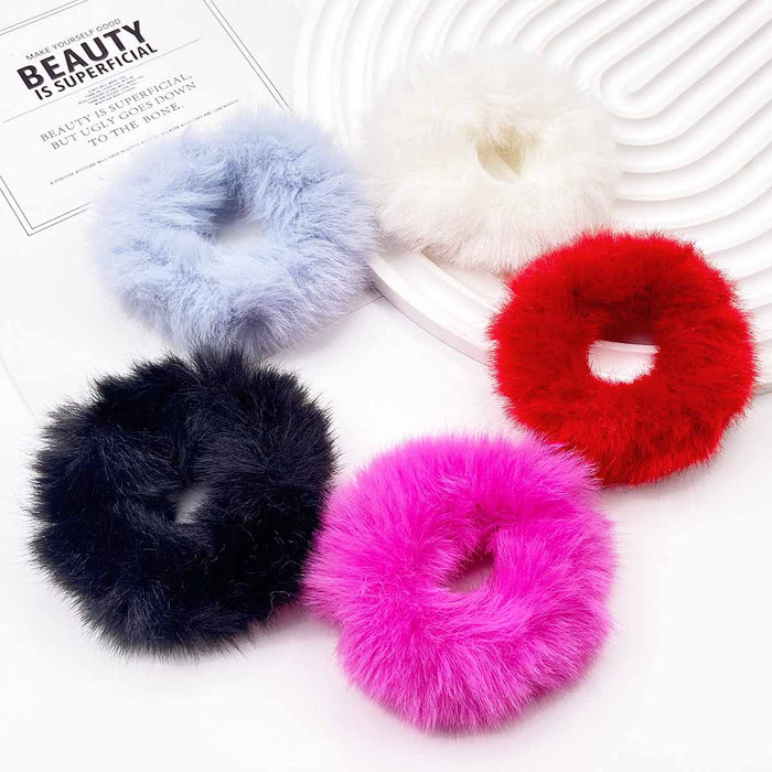 Wholesale 10pcs Simple f hair tie solid color fuzzy Hair Scrunchies