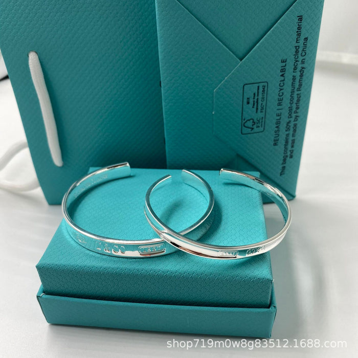 Wholesale Classic open mouth couple bracelet, fashionable concave steel seal letter wide version bracelet