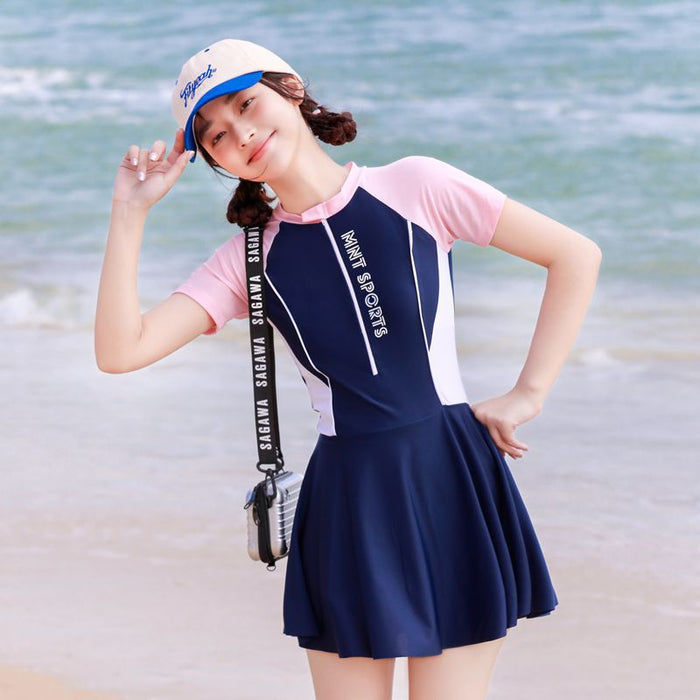 Wholesale Swimsuit one-piece skirt style sun protection swimsuit new hot spring swimsuit