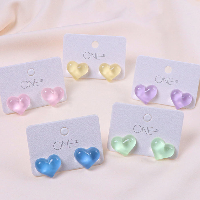 Wholesale Cute peach heart chubby and colorful earrings, simple and versatile, niche design, high-end wholesale