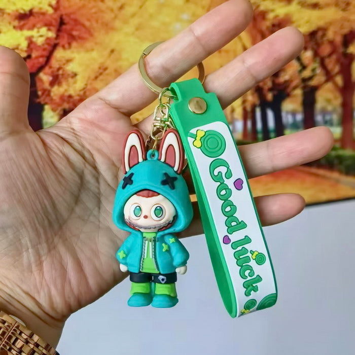 Wholesale Cute cartoon trendy schoolbag pendant keychain furry cute little monster