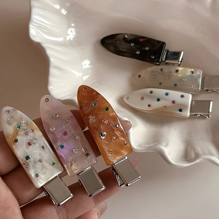 Wholesale Sweet and exquisite colored diamond hair clip with side bangs clip