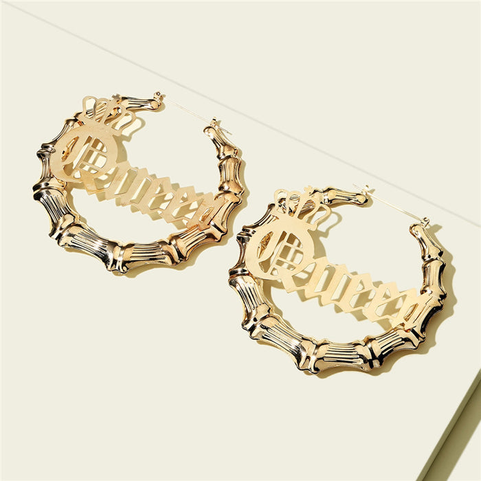 Wholesale Oversized patterned earrings with exaggerated golden circle earrings