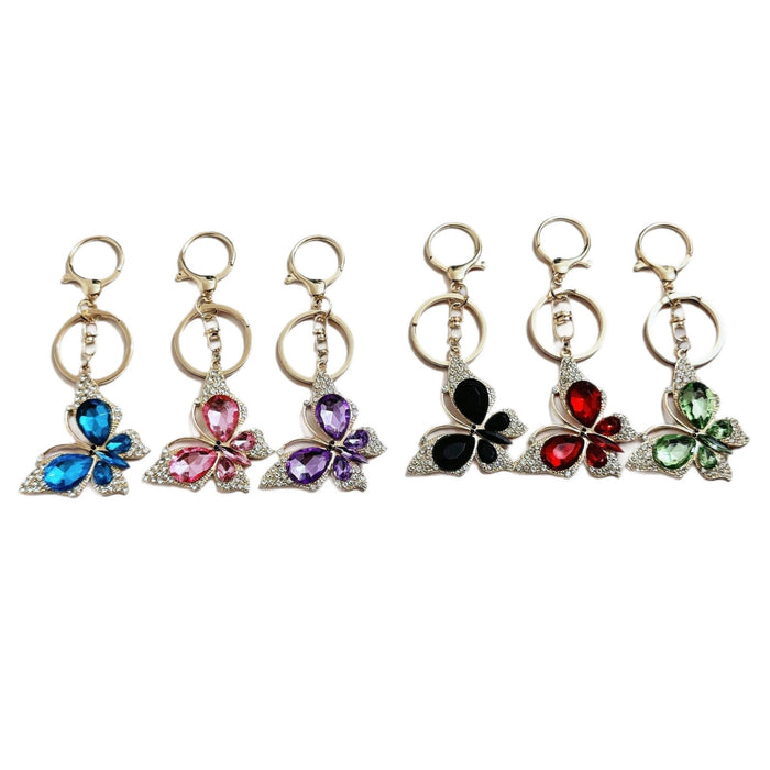 Wholesale Trendy Rhinestone Butterfly Keychain Zinc Alloy Car Key Accessory Gift