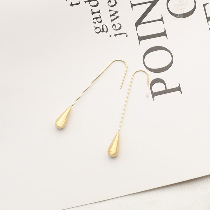 Wholesale fashion long straight water drop gold earrings