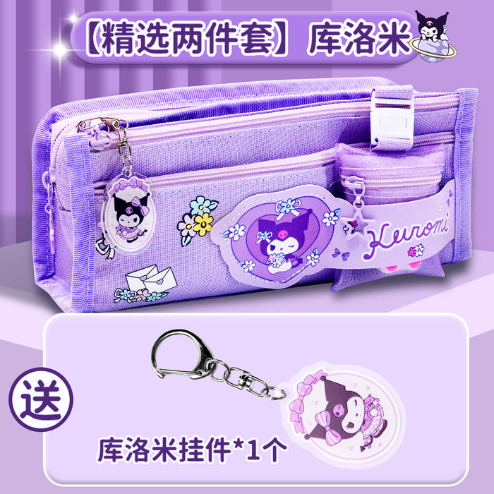 Wholesale Canvas Pencil Case for Girls Large Capacity Double Layer Casual School Gift