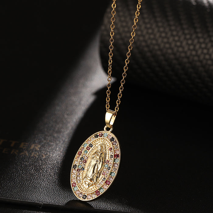 Wholesale Copper Micro-Inlaid Colored Zircon Pendant Necklace JDC-NE-ShangY033