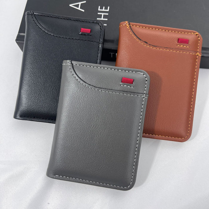 Wholesale PU Leather Men' s Multi-Card Wallet Vertical Card Holder Fashion Accessory MOQ：3