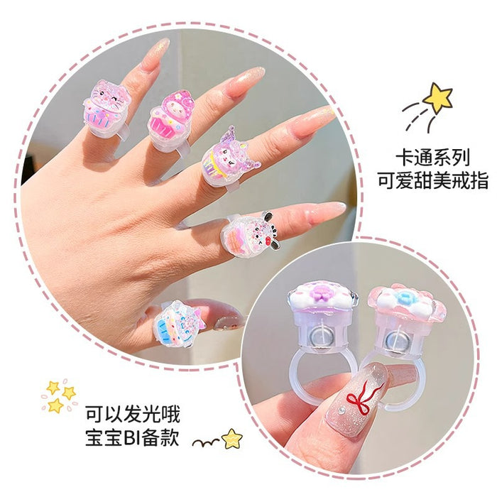 Wholesale Children' s Luminous Cartoon Ring Girls'  Birthday Gift Little Girl' s Cute Jewelry Ring Jewelry