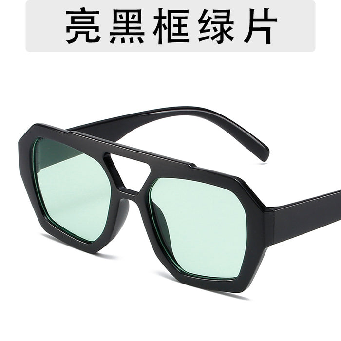 Wholesale Fashion Sunglasses Large Frame Double Beam Sunglasses Leopard Pattern Color Personalized Wearing Glasses
