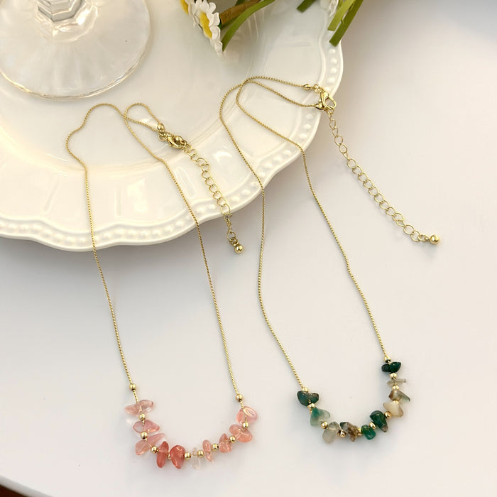 Wholesale Colorful bead necklace, light luxury, niche, high-end, neckchain, summer small fresh necklace