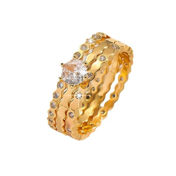 Wholesale Small niche design ring set, fashionable and high-end, light luxury index finger ring ring set
