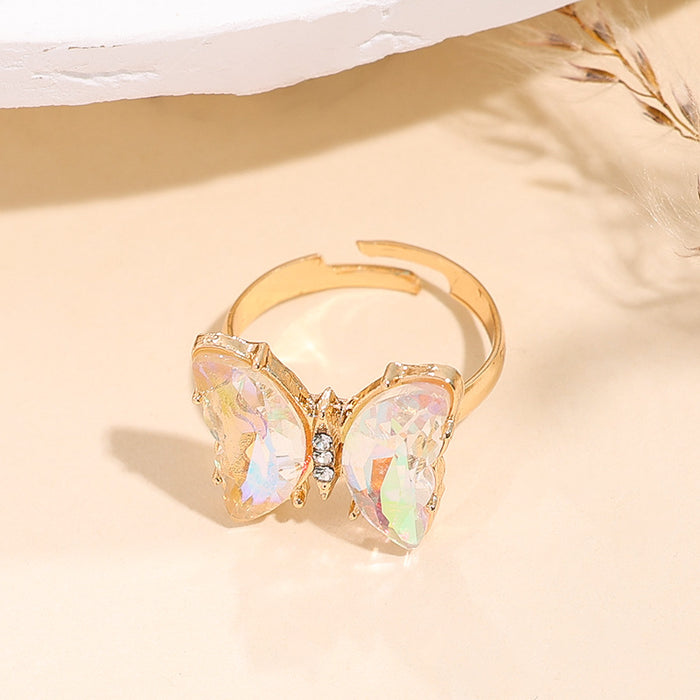 Wholesale Trendy Butterfly Jewelry Set Earrings Necklace Ring Alloy Fashion Accessory