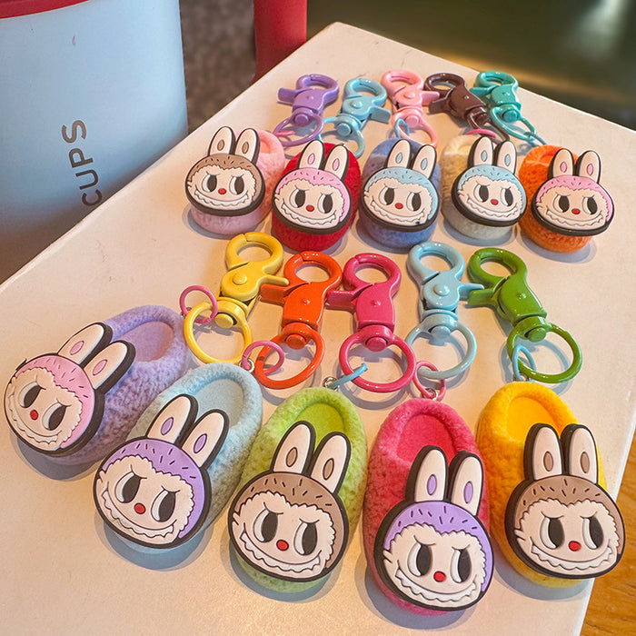 Wholesale 10pcs Keychain Slippers Pendant Baby Couple Girlfriend Gift Student Accessories Creative Funny Bunny Ornaments