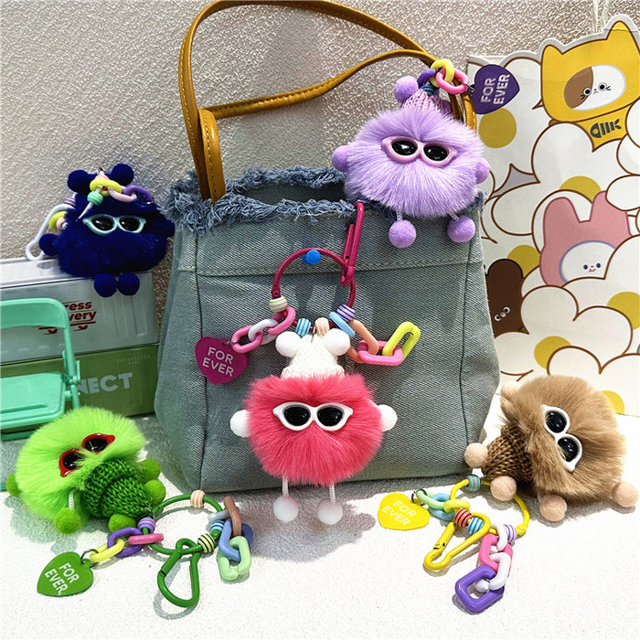Wholesale Cartoon Plush Briquette Keychain Colorfulful Cute Doll Student School Bag Pendant Key Chain Pendant Small Gift