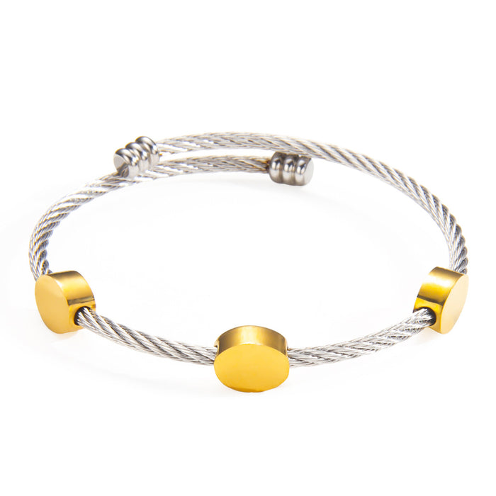 Wholesale steel wire rope gold bracelet