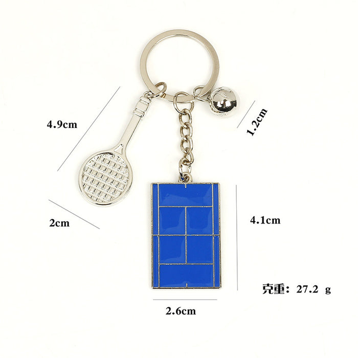 Wholesale Table tennis racket keychain, badminton tennis keychain, metal baked paint pendant, gift