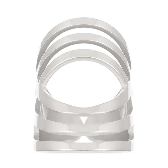 Wholesale Stainless steel ring hollow geometric oval opening ring versatile and simple ring