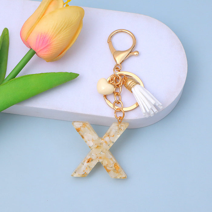 Wholesale New Gold Foil Drop Glue Letter Pendant Keychain Girl Bag Pendant Girlfriend Gift