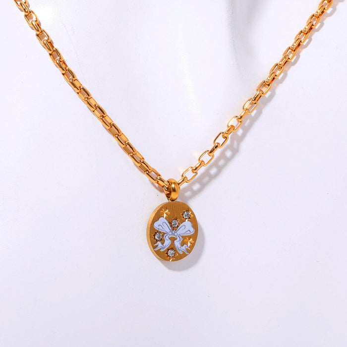 Wholesale Titanium steel new handmade painted oil dripping necklace color plating 18K gold