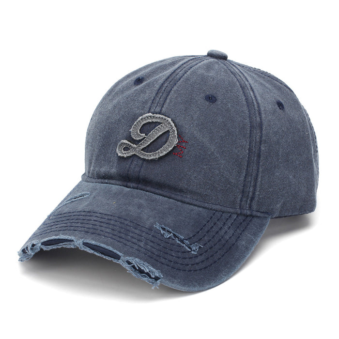 Wholesale Distressed Baseball Cap with Letter D Embroidery Retro Fashion Accessory