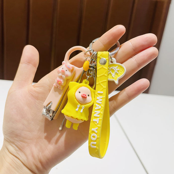 Wholesale  Silicone Doll Spaceman Keychain Pendant Bag  Nail Clipper Ear Digging Spoon Keychain