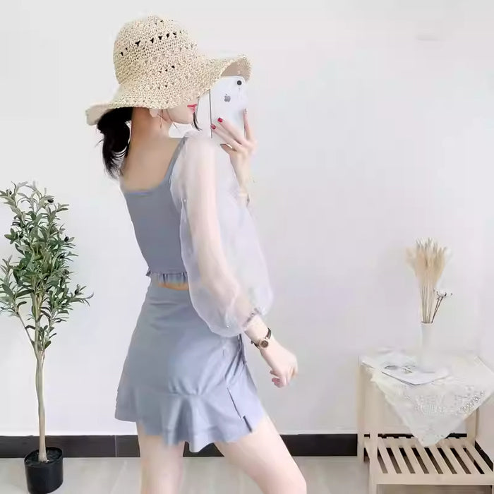 Wholesale Split swimsuit with conservative and luxurious long sleeves