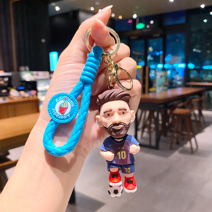 Wholesale Metal Soccer Star Cartoon Keychain Decorative Car Key Accessory MOQ≥2
